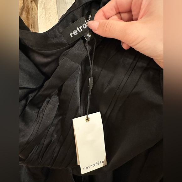 Retrofete Mae Dress One Sleeve Cutout Silk Blend Satin Mini Size Small Black NWT - Picture 6 of 11